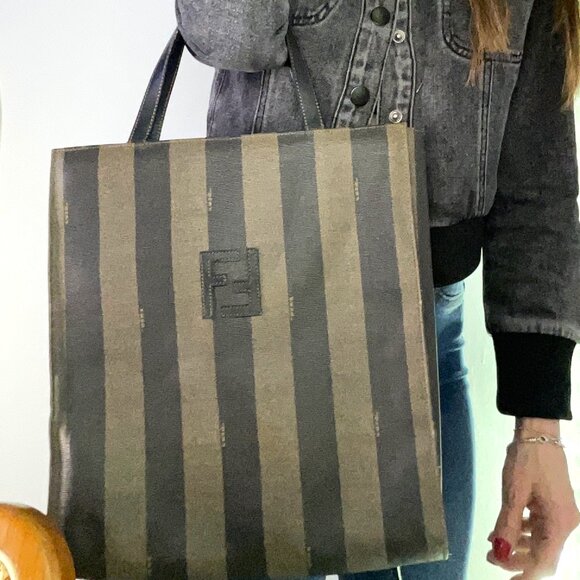 Fendi Pequin Tote Hand Bag PVC Leather - great condition. - Picture 3 of 5